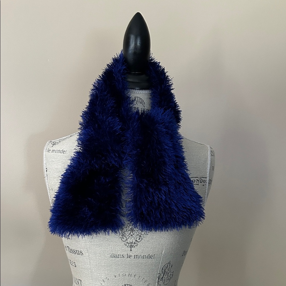 Plush Winter Scarf, Royal Blue (40” long)